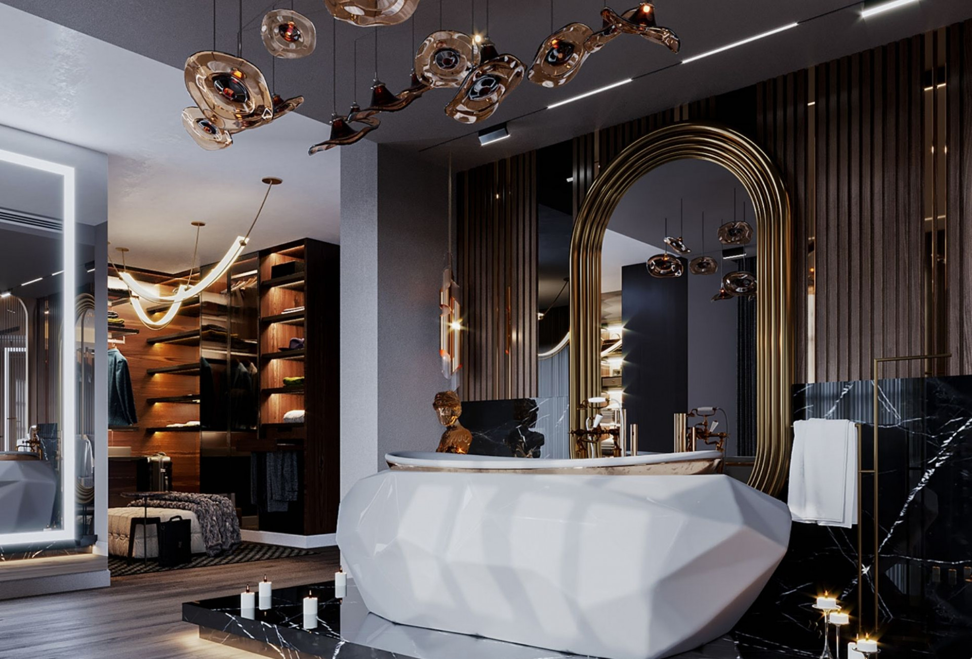 Dark Master Bathroom Interior Design