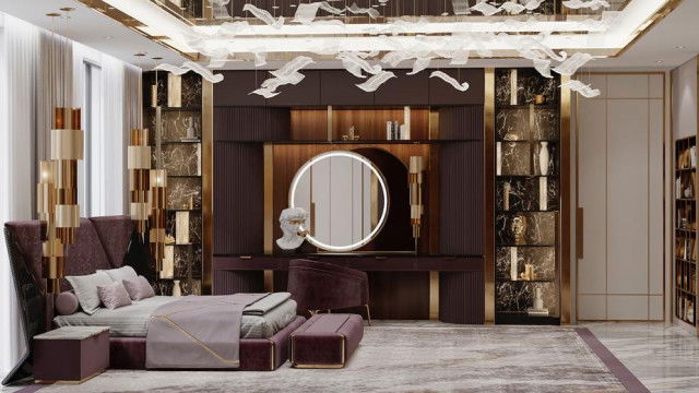 Abstract painting of a woman with blue and pink brush strokes in a surrealistic composition with a yellow background.