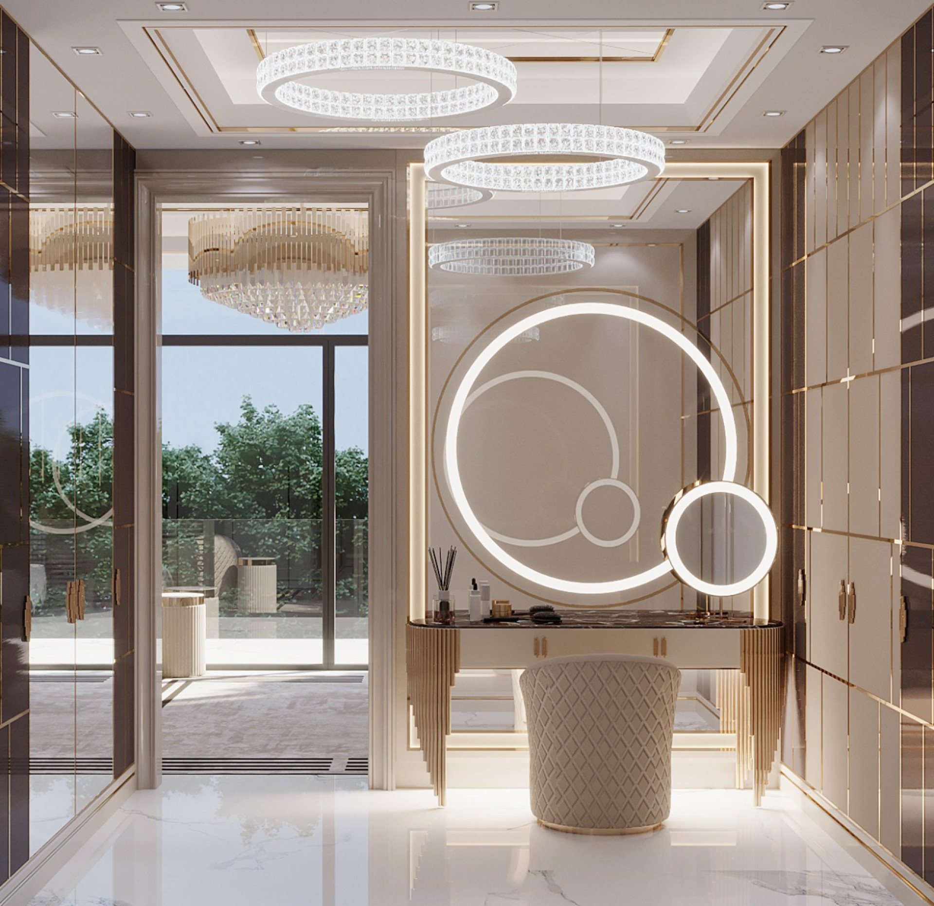 افكار تصميم غرفة ملابس فاخرة