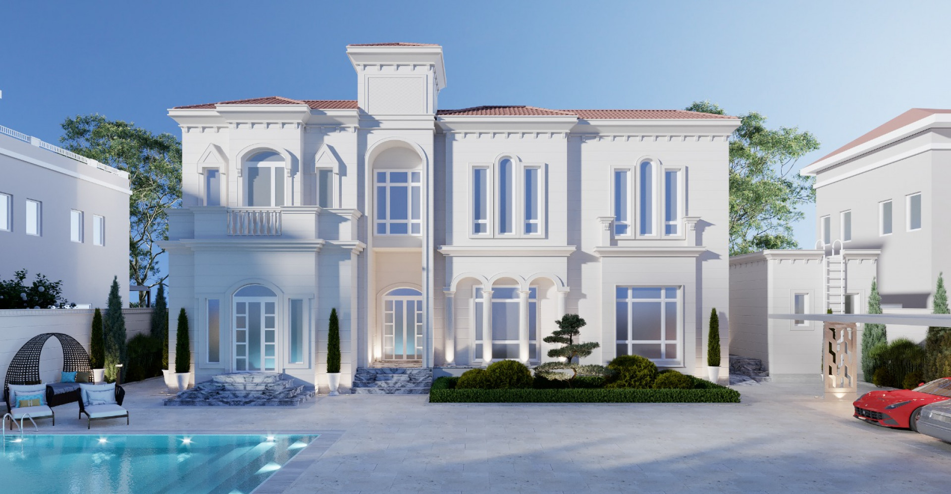 تجديد التصميم الخارجي للفيلا الفاخرة في دبي