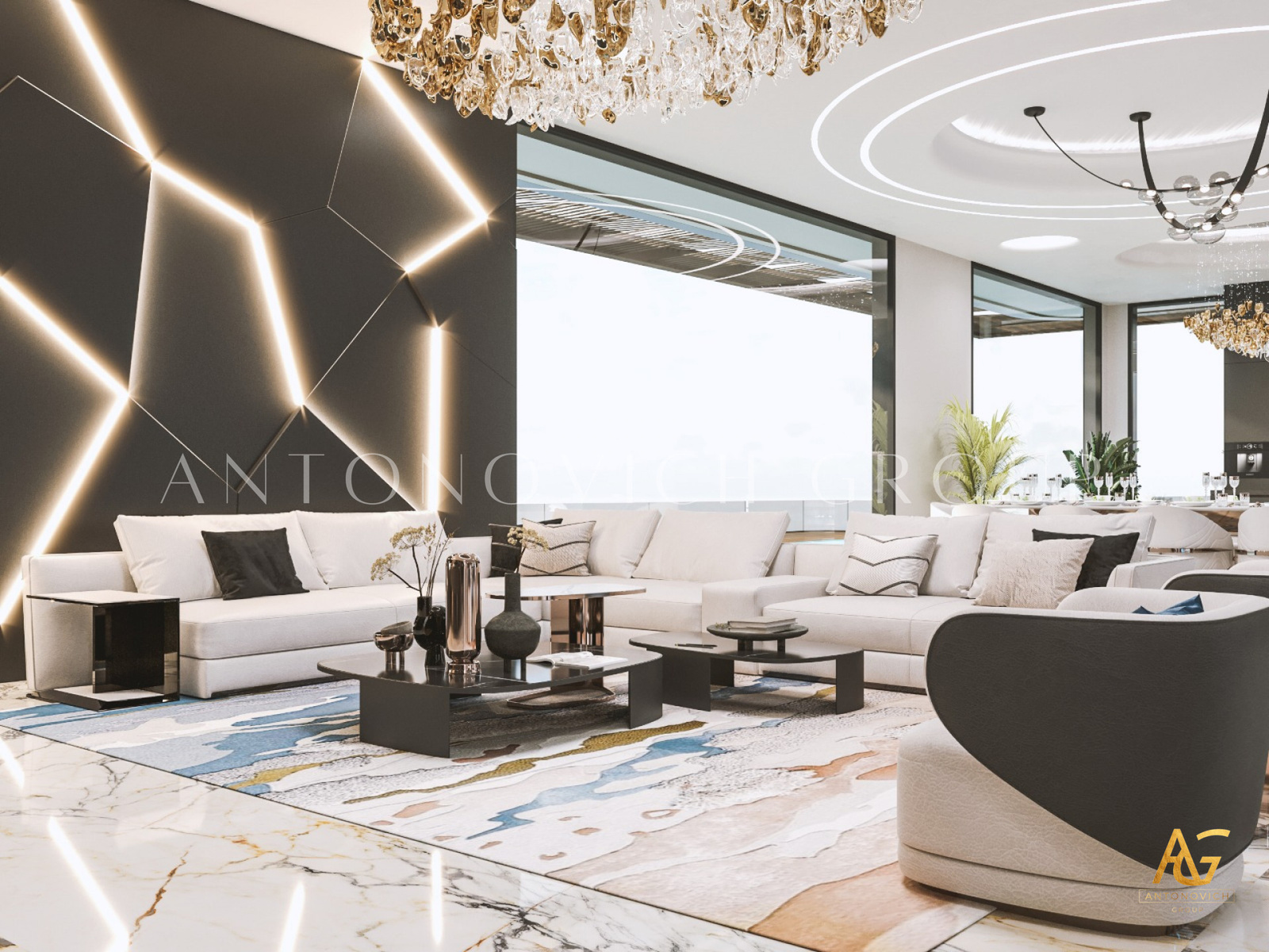 An Open Space Design Execution for Luxury Living Room