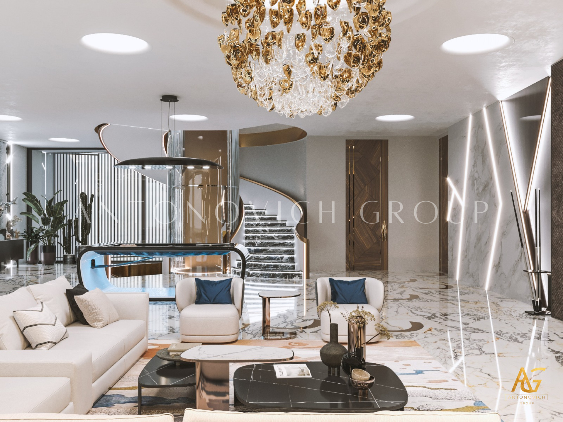 An Open Space Design Execution for Luxury Living Room