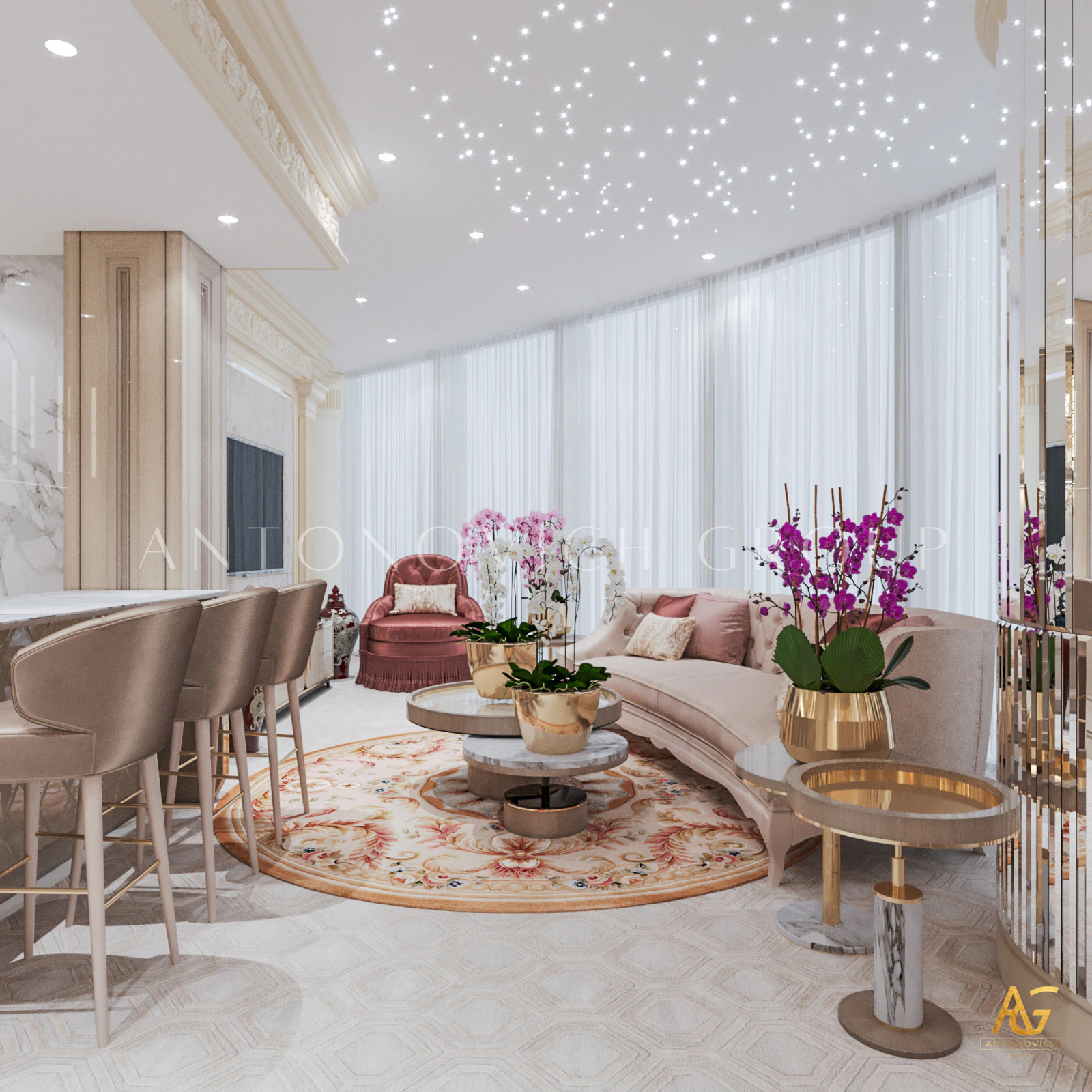 Luxury apartment interior in Burj Khalifa, Dubai