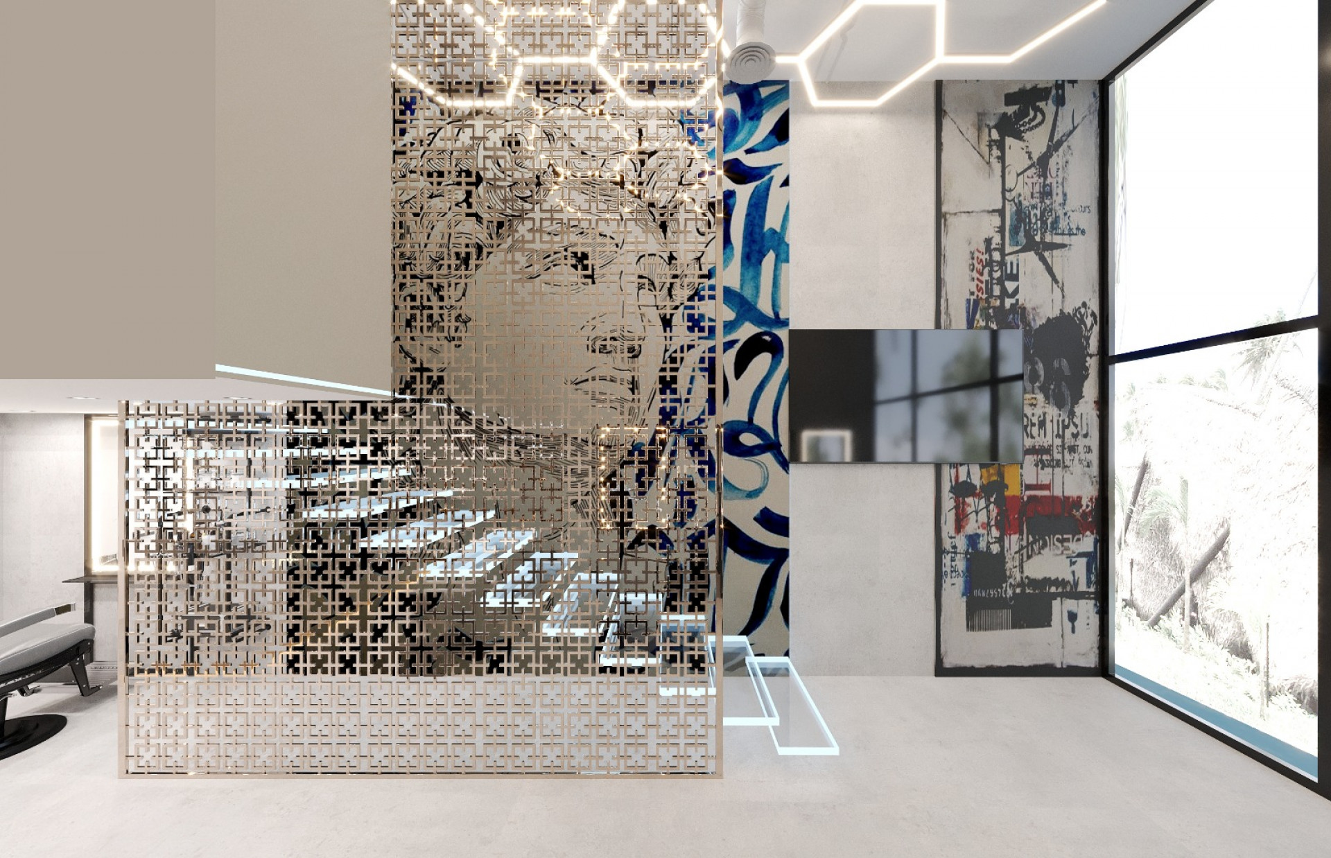 Modern Aesthetic Barber Shop with Spacious Interior Design Creating Luxury