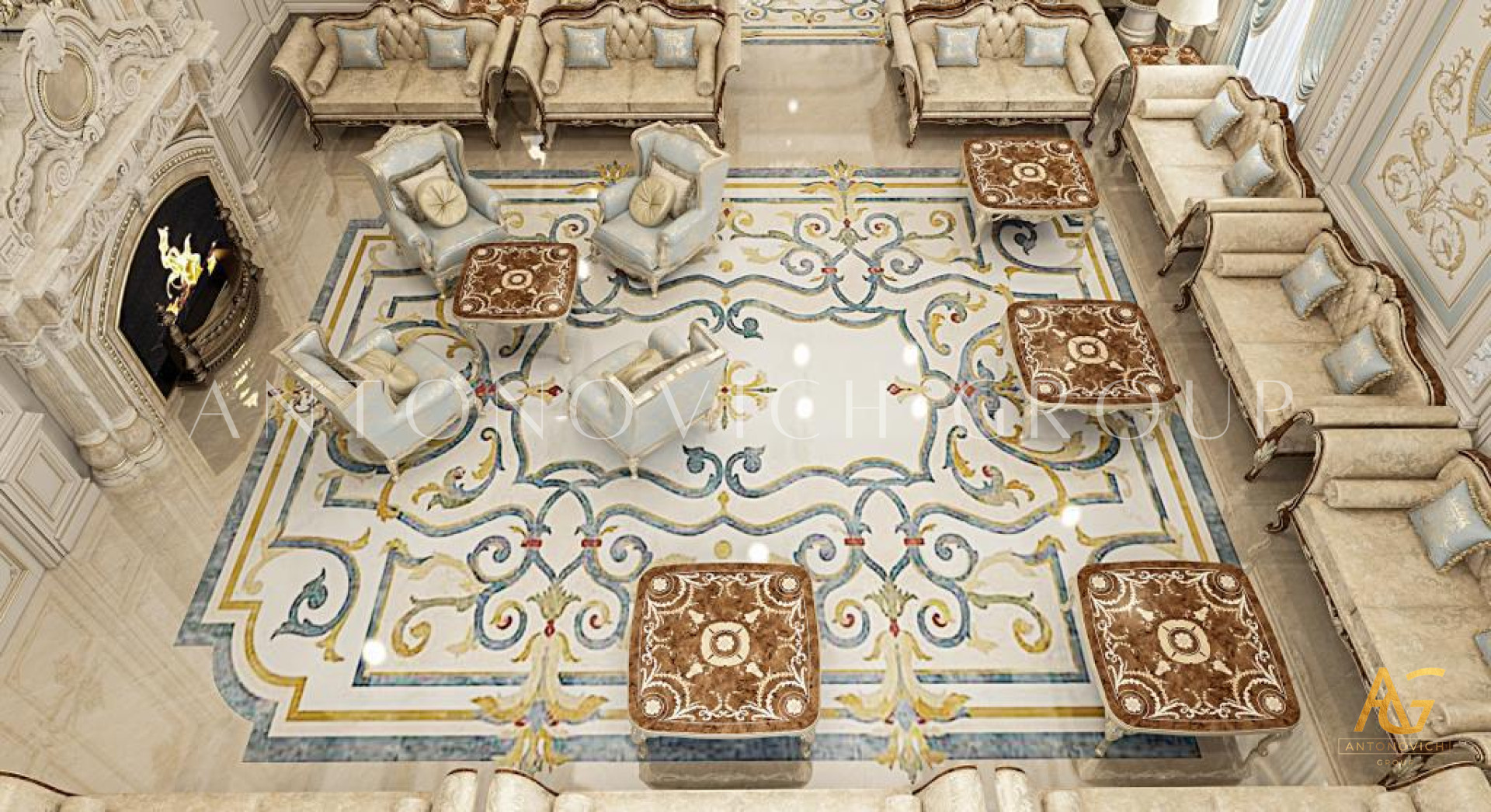 Royal living room interior design Saudi Arabia