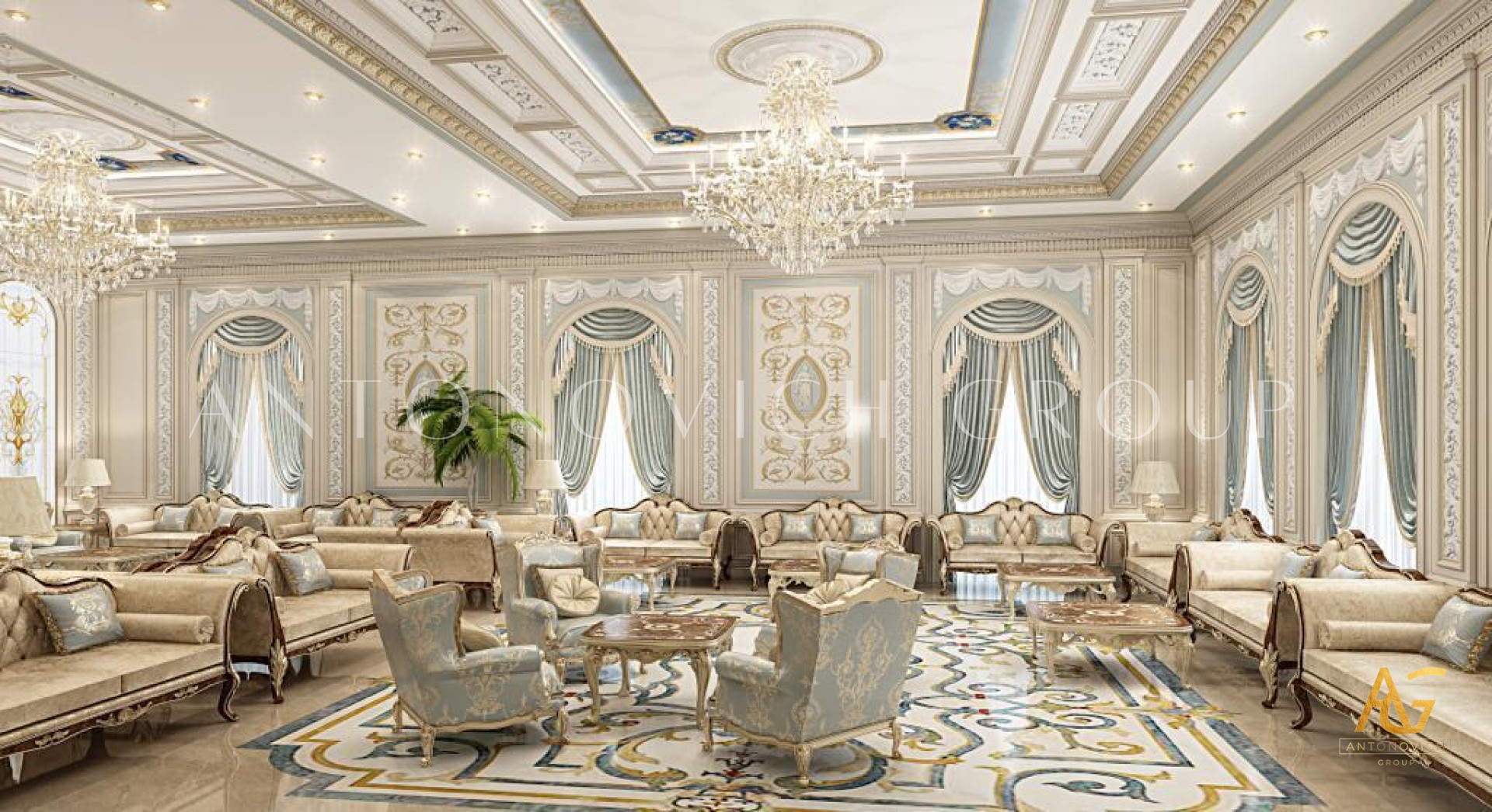 Royal living room interior design Saudi Arabia