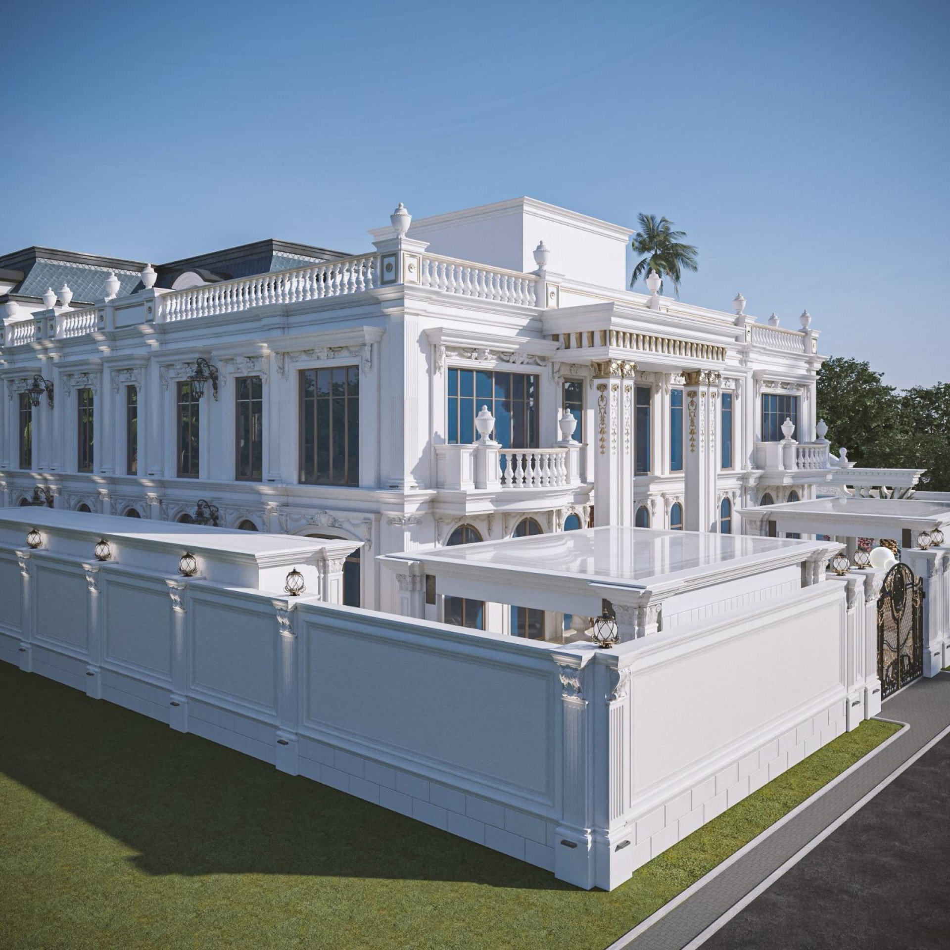 Роскошная арабская вилла — дизайн экстерьера