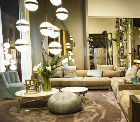 تصميم فاخر من الأثاث المخملي