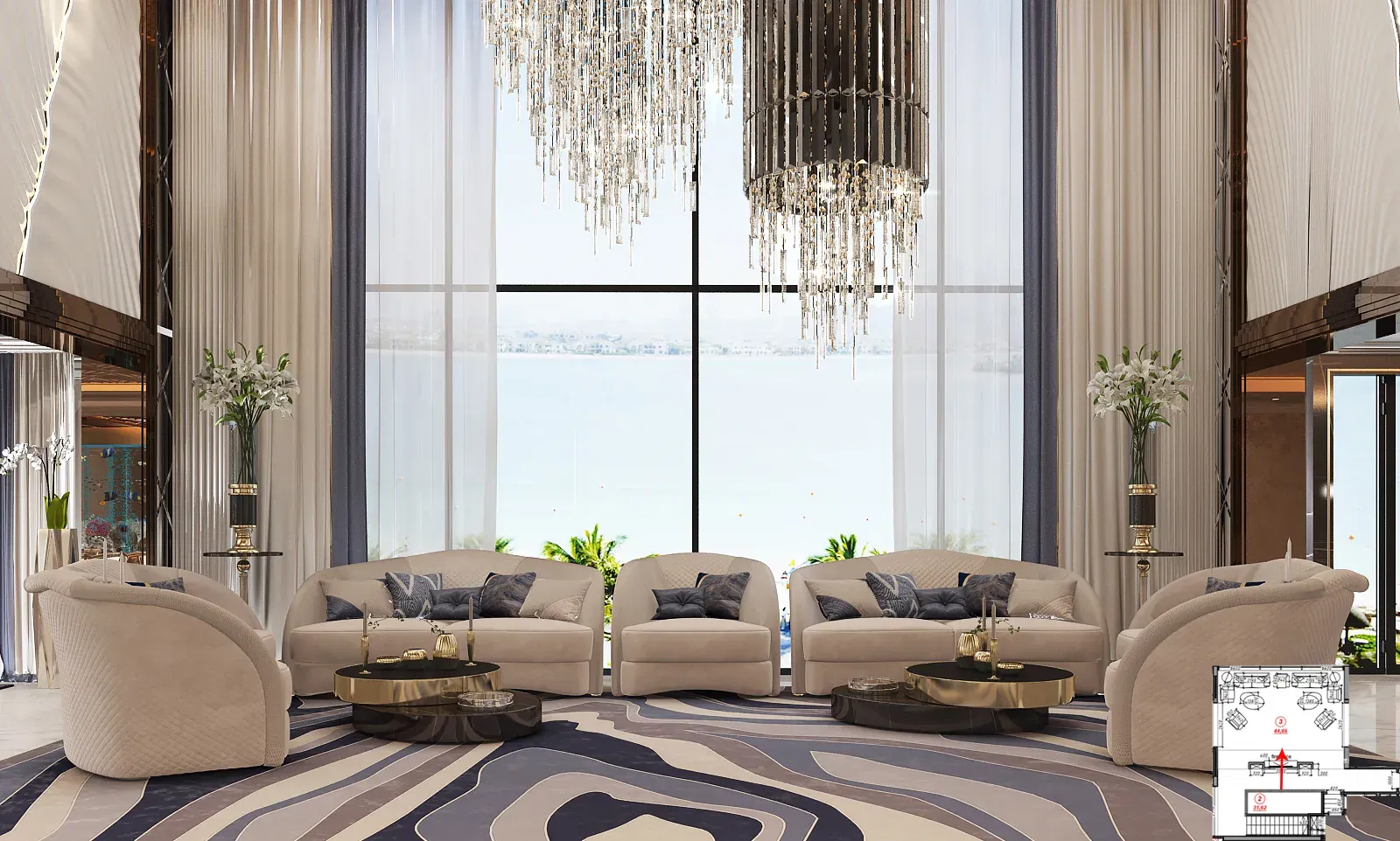 Classy Living Room Design in Dubai