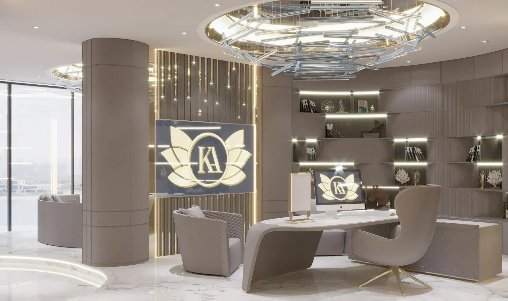 Modern Home Office For A Luxury Villa Design in Cambodia