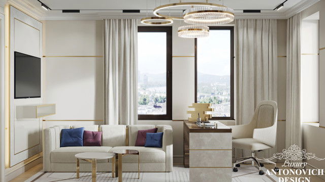 Home Office In Light Color Palette