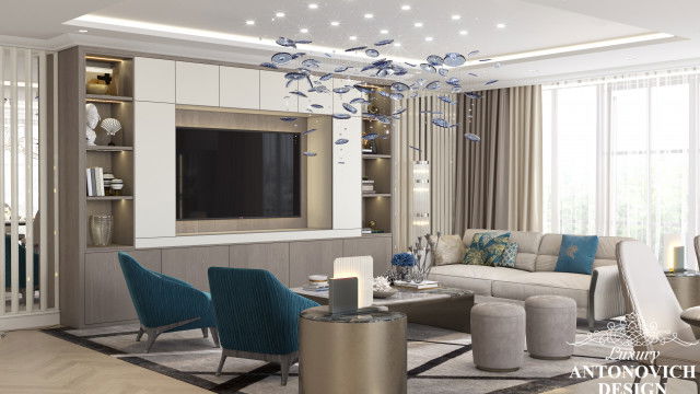 تصميم غرفة معيشة راقية