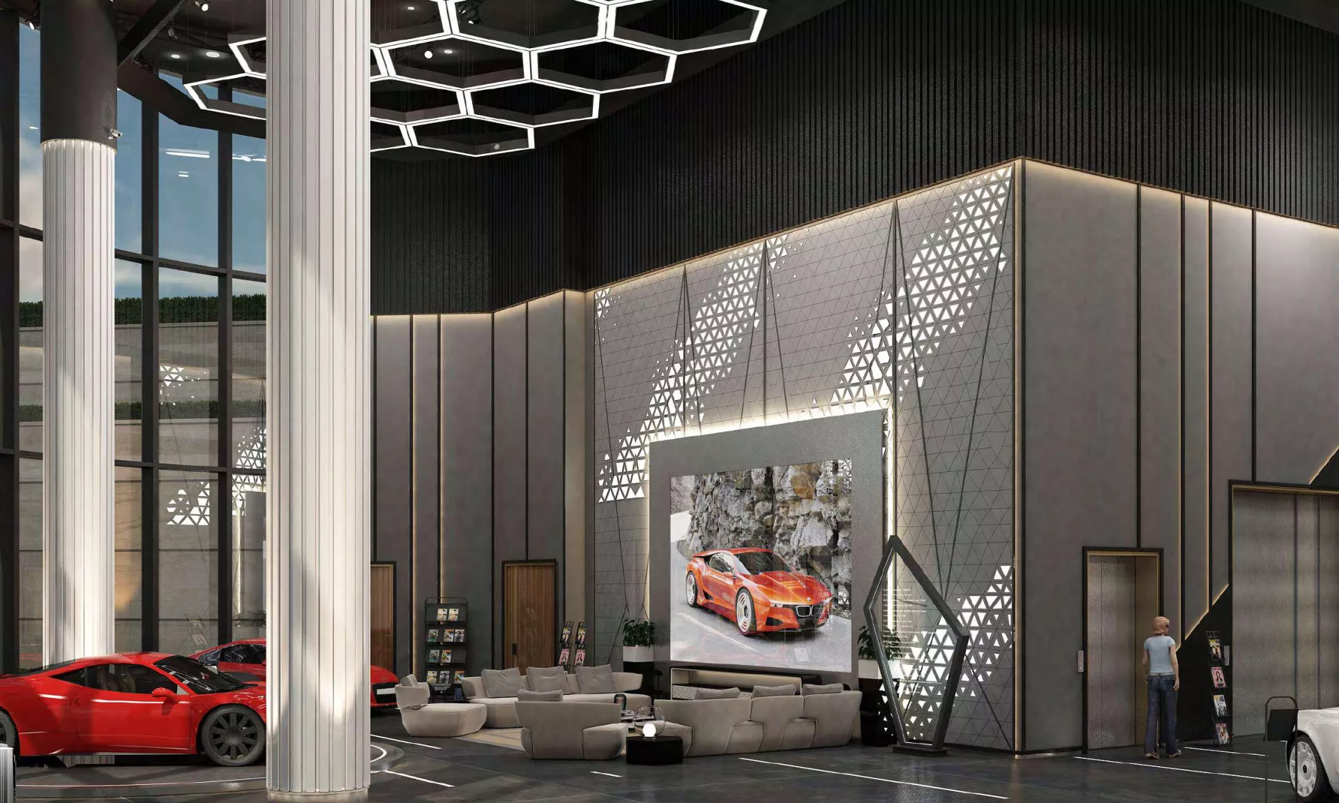 تصميم صالون رويال موتورز للسيارات في دبي