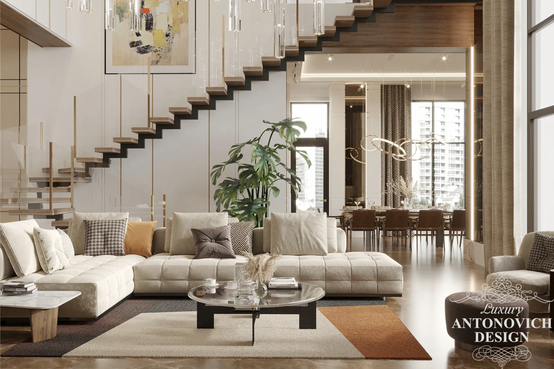 تصميم فاخر لغرفة المعيشة