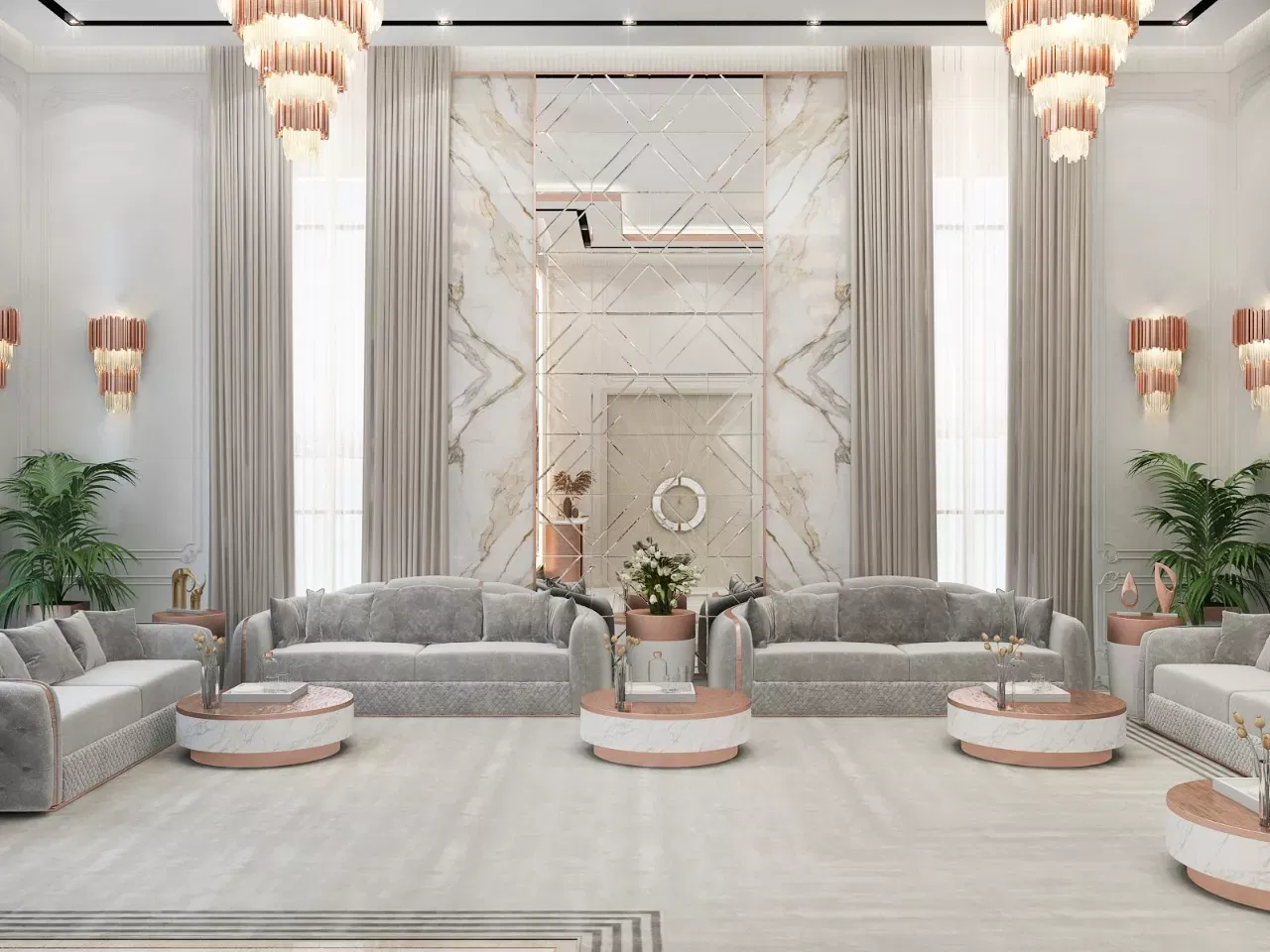 Интерьер дворца в Катаре — дизайн маджлиса в Дохе