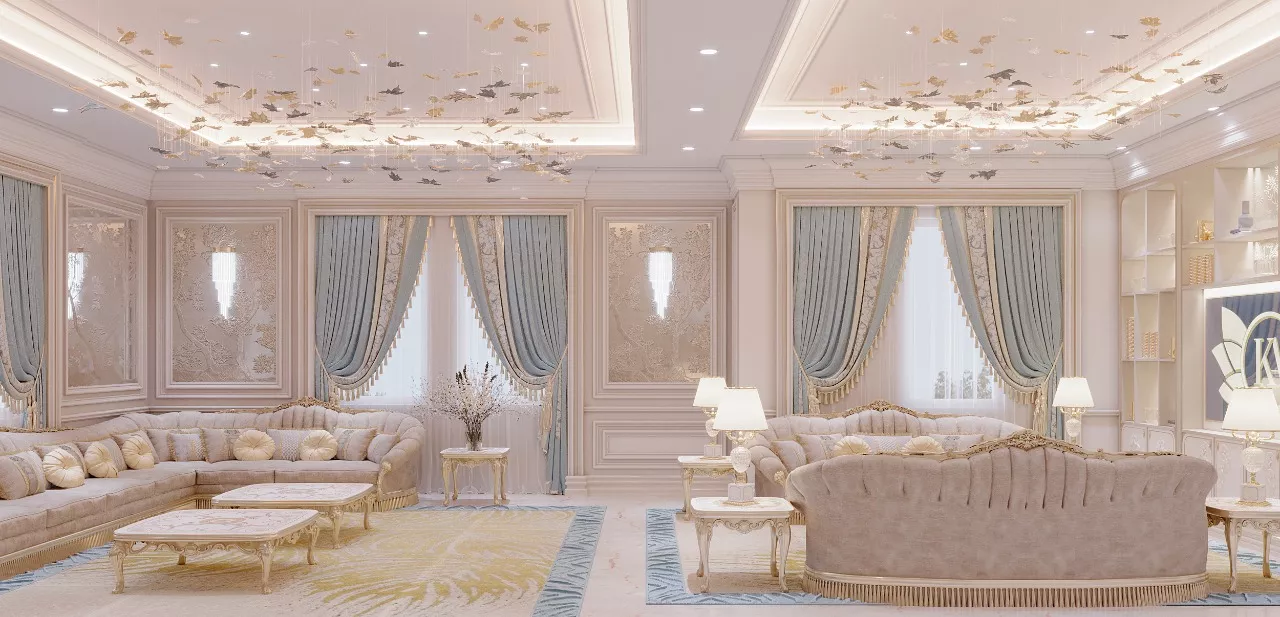 تصميم غرفة معيشة فاخرة في جميرا بارك