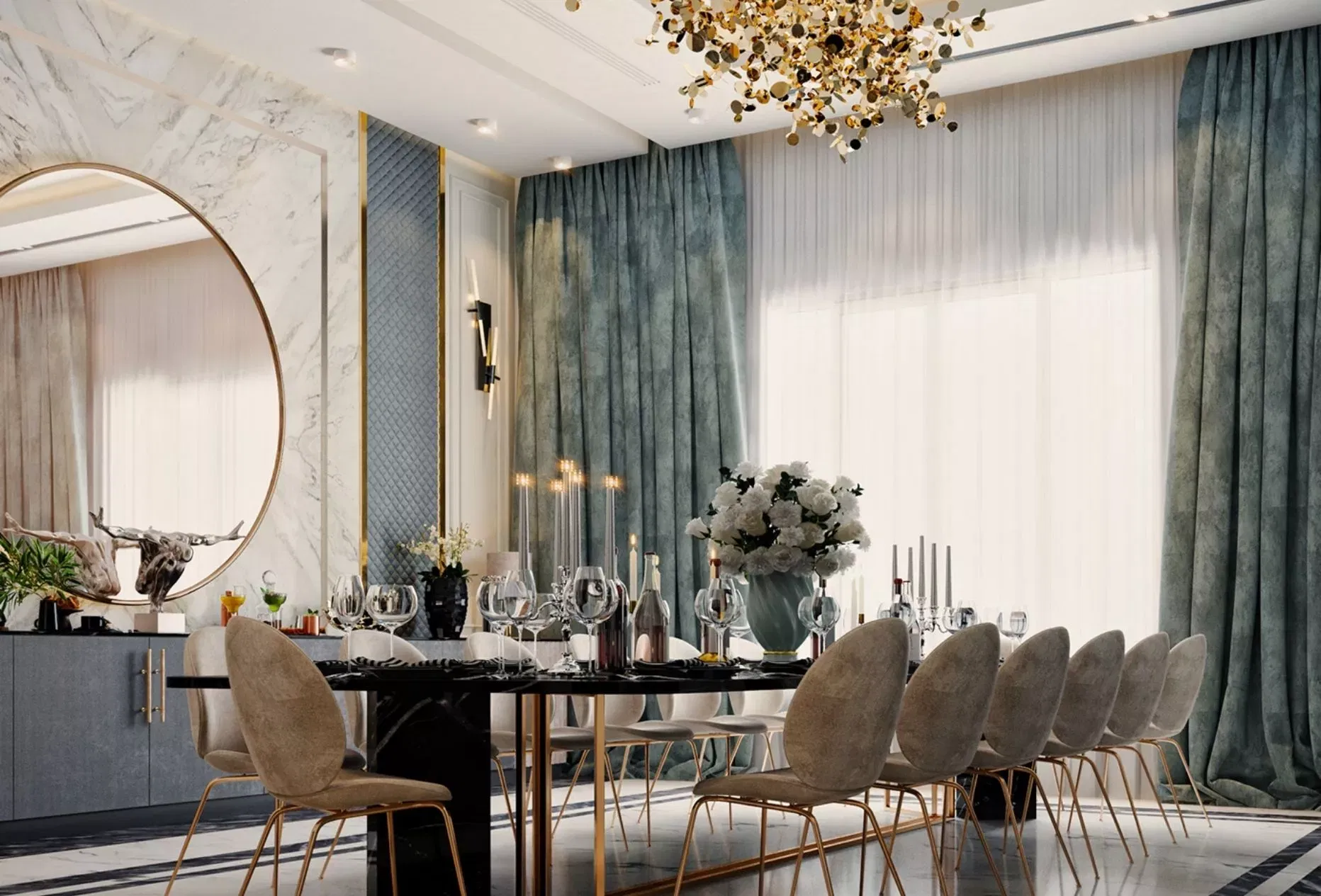 Formal Home Dining Room Interior Design