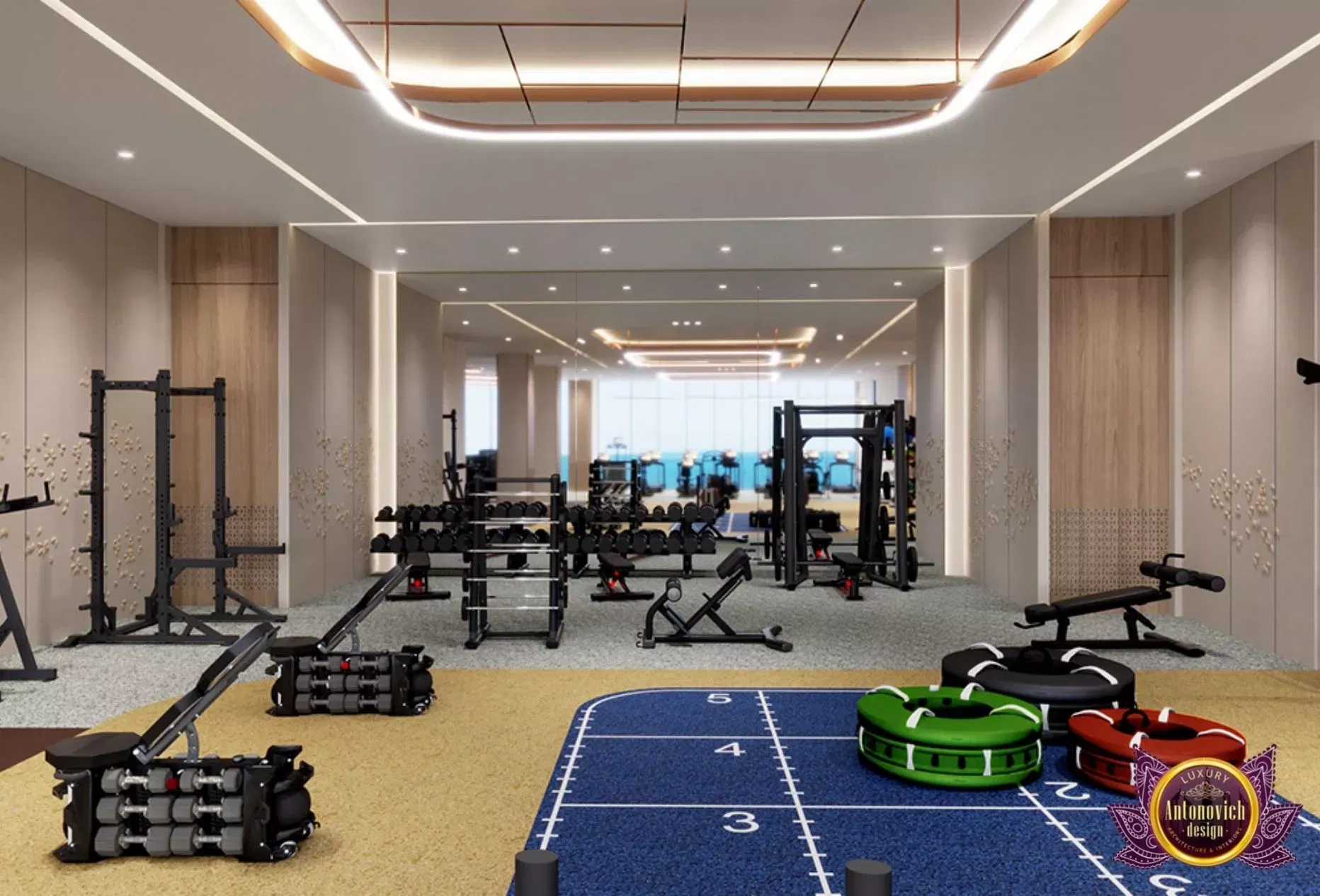 Spacious Home Luxury Gym Interior