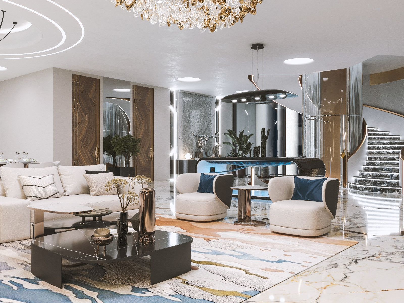 An Open Space Design Execution for Luxury Living Room