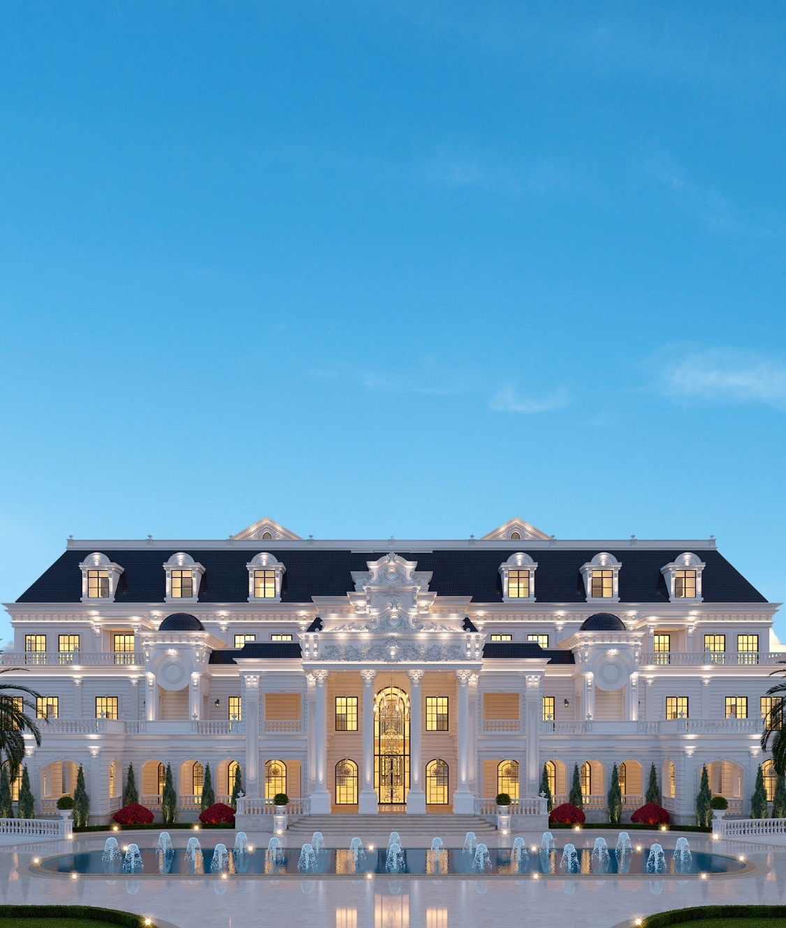 Роскошный экстерьер в Дубае: дизайн фасада и вход