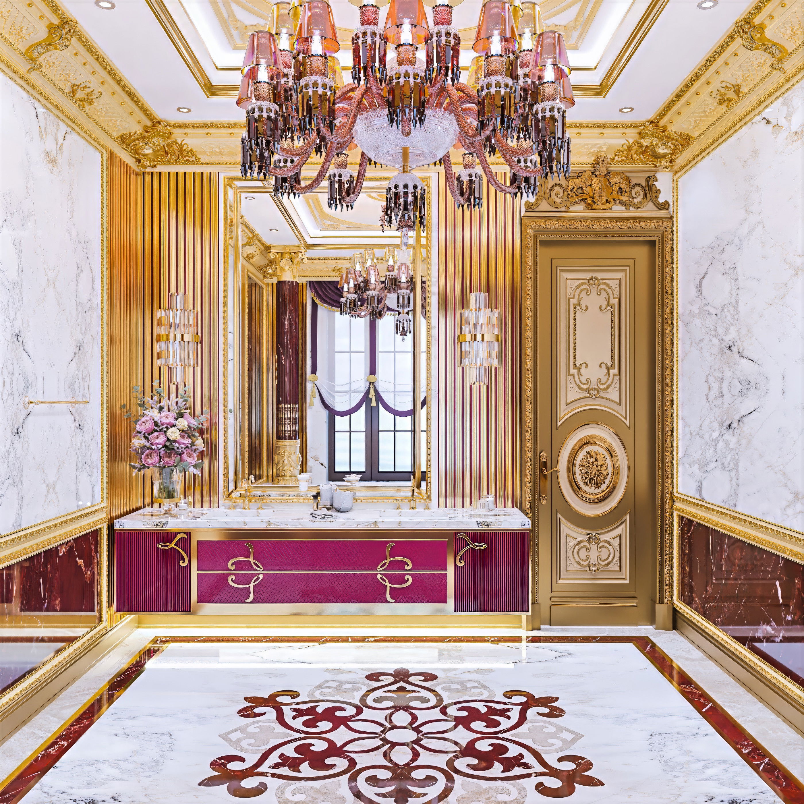 تصميم داخلي للحمام الرئيسي