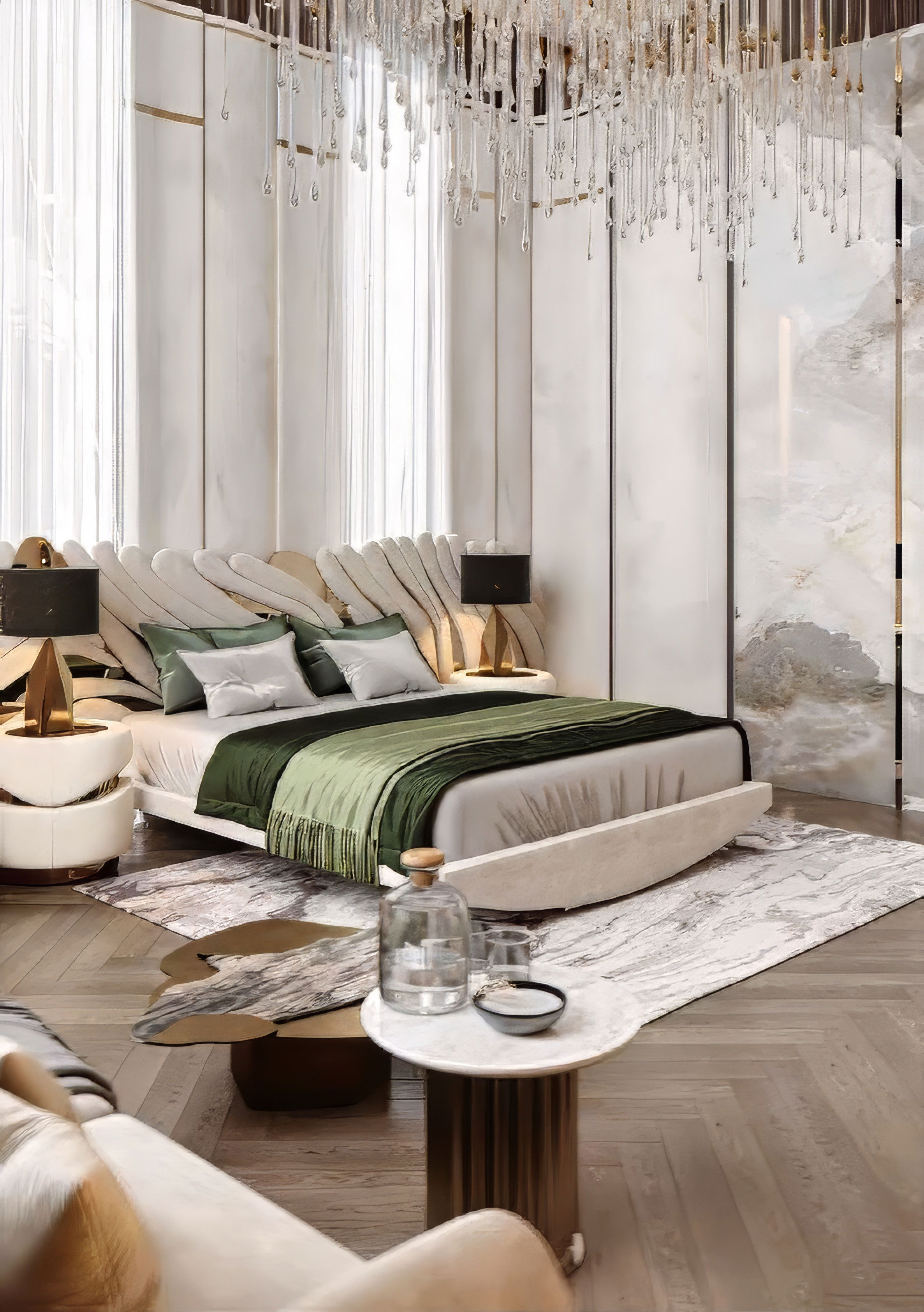 Bedroom with baby area