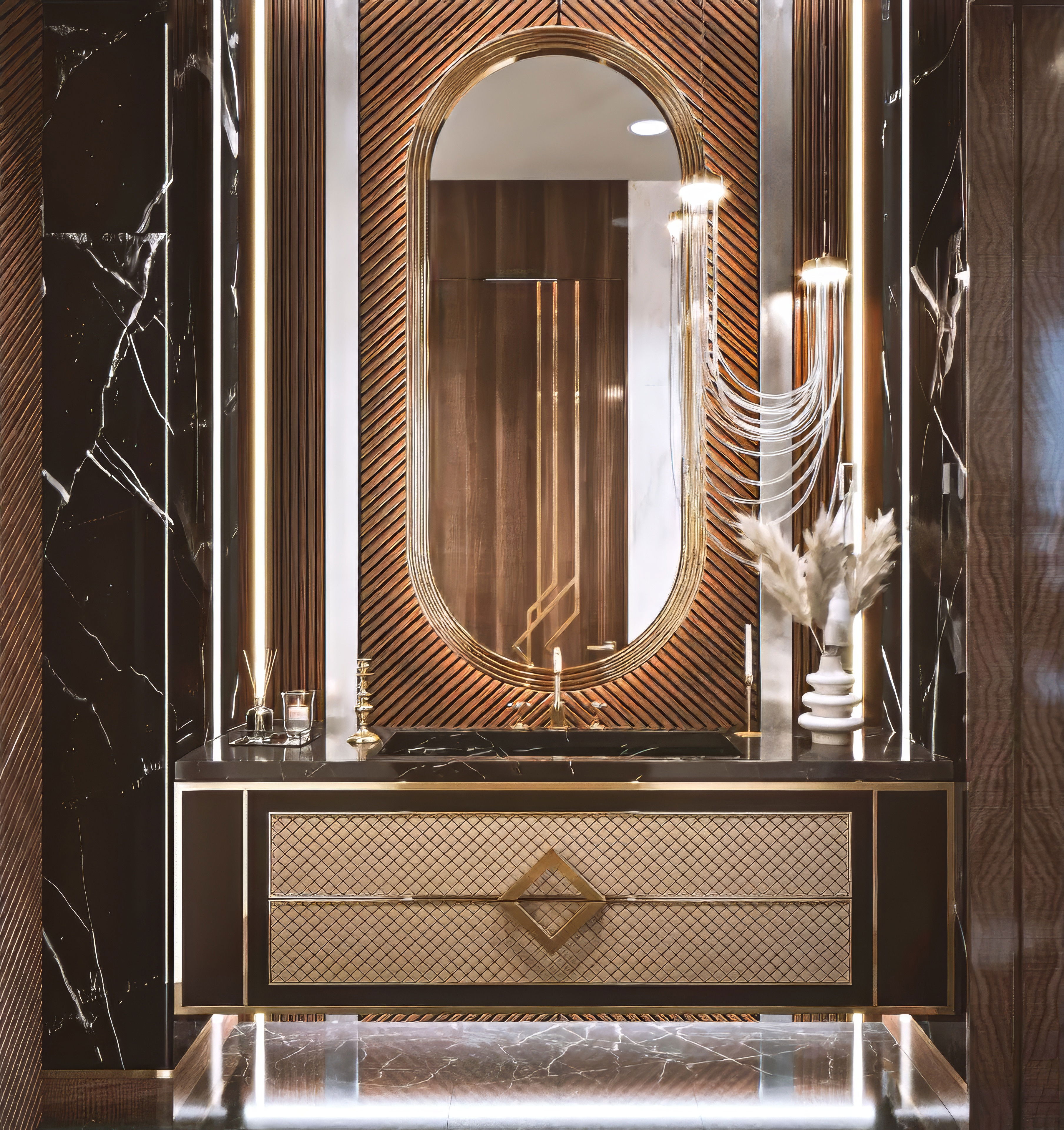 تصميم داخلي لحمام في فيللا