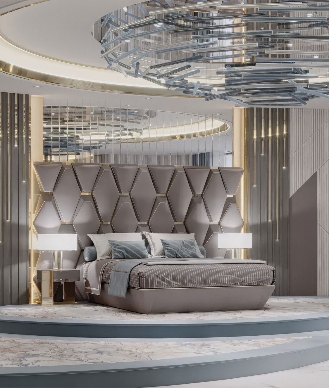 Modern Bespoke Bedroom Design For Villa in Cambodia