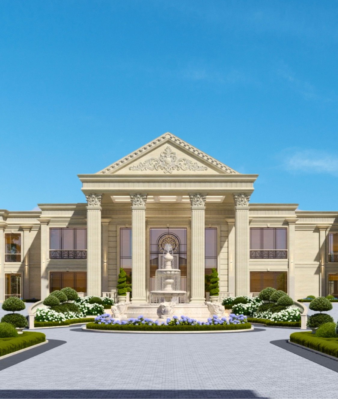 Классическая архитектура дома — роскошный экстерьер виллы