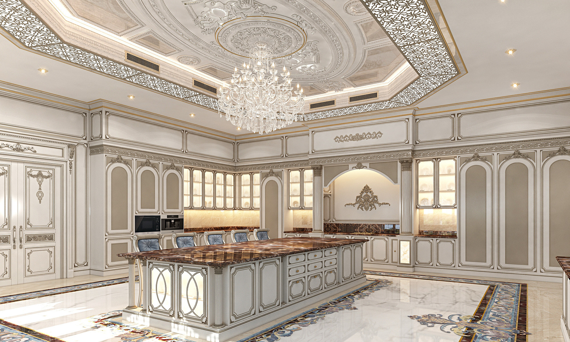 فكرة تصميم المطبخ الكلاسيكي