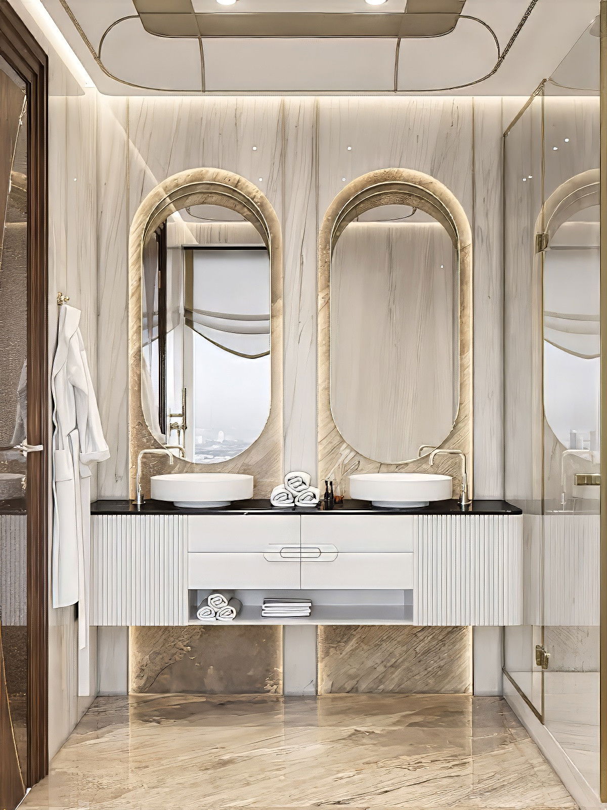 تصميم حمام بقطاع للدولاب