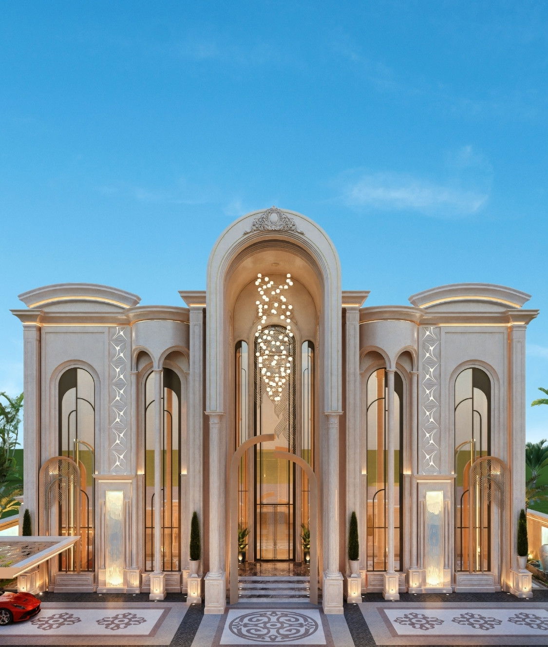 Экстерьер арабской виллы: фасад и ландшафт