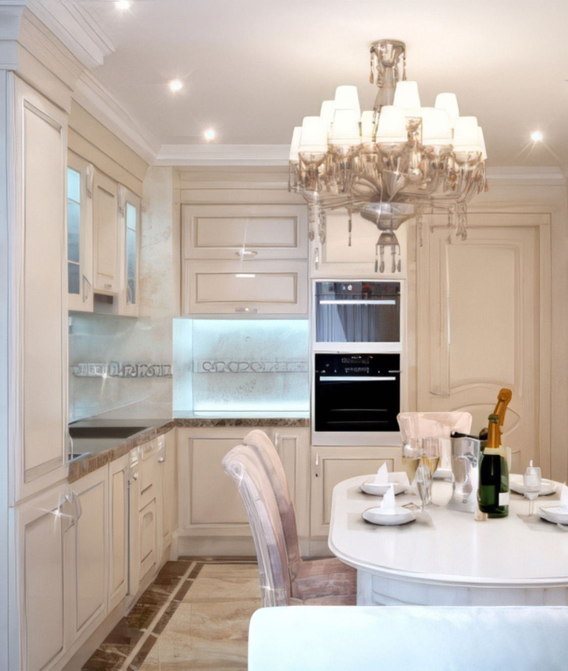 Kitchen in the style of neoclassicism
