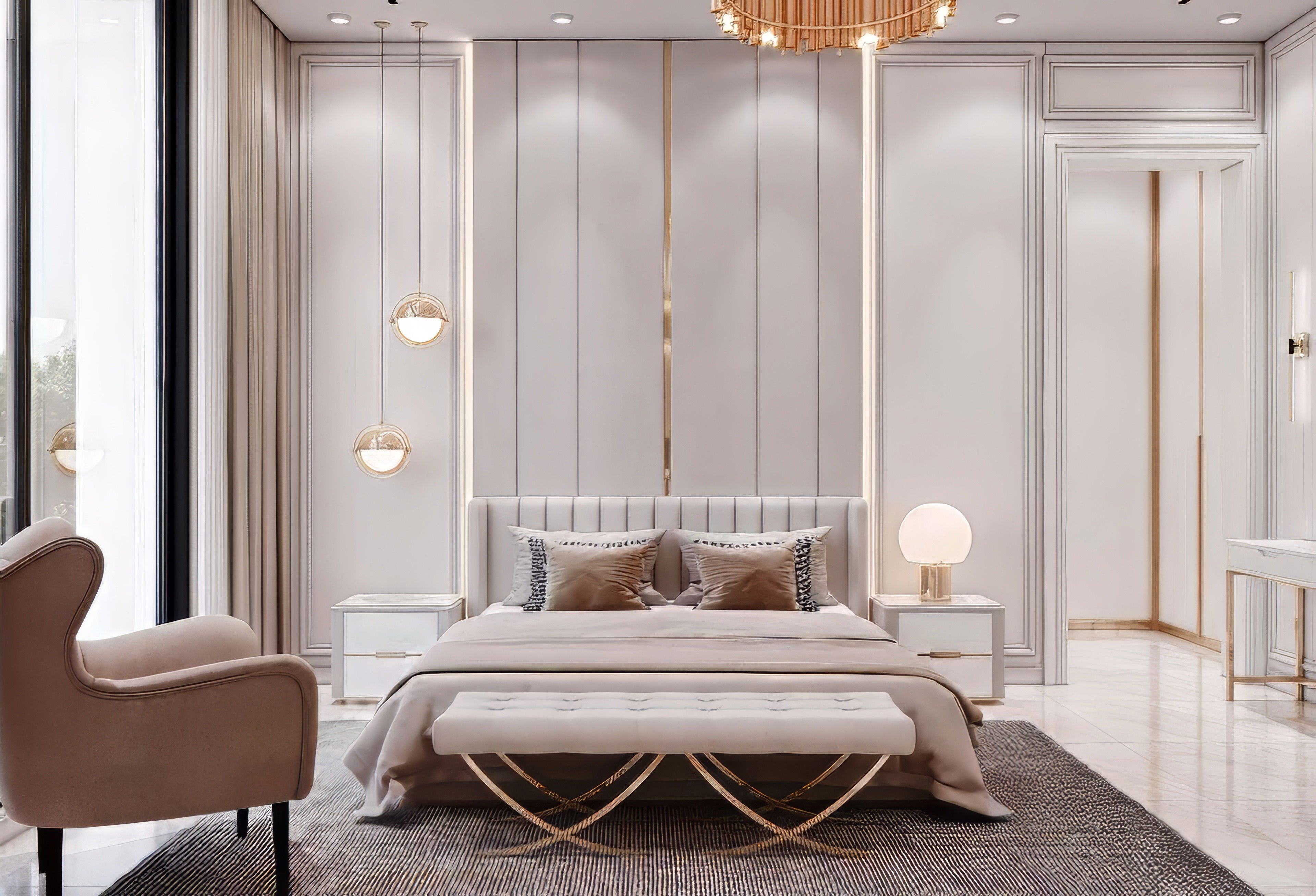 Stylish bedroom interior by Luxury Antonovich Design