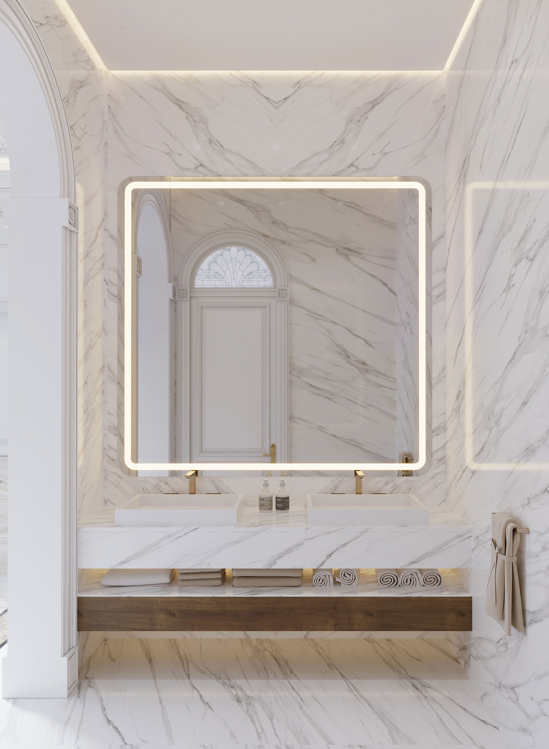 التصميم الداخلي الفاخر للحمام في دبي