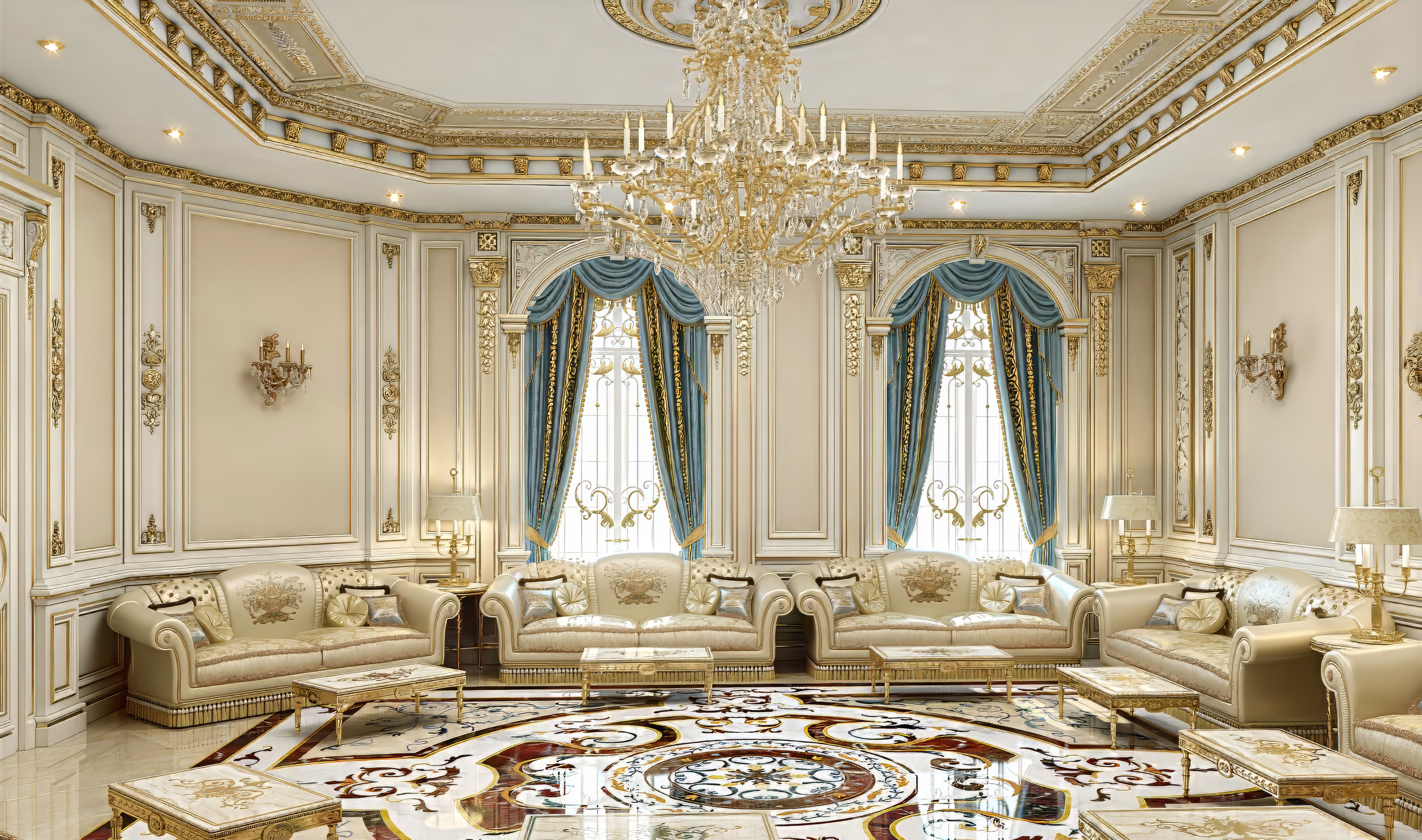 Роскошная современная семейная гостиная