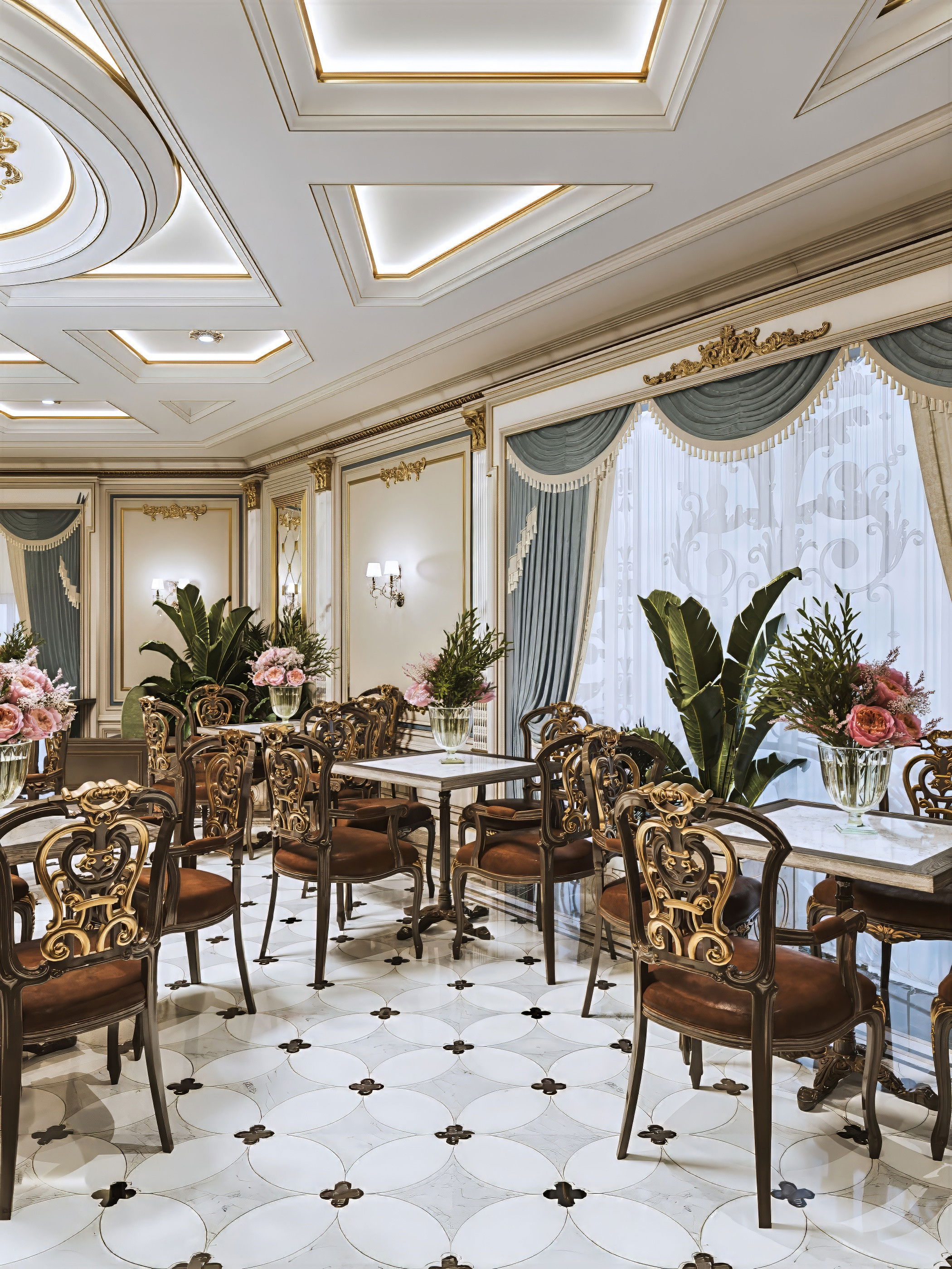 Restaurant's Interior in Classic Style