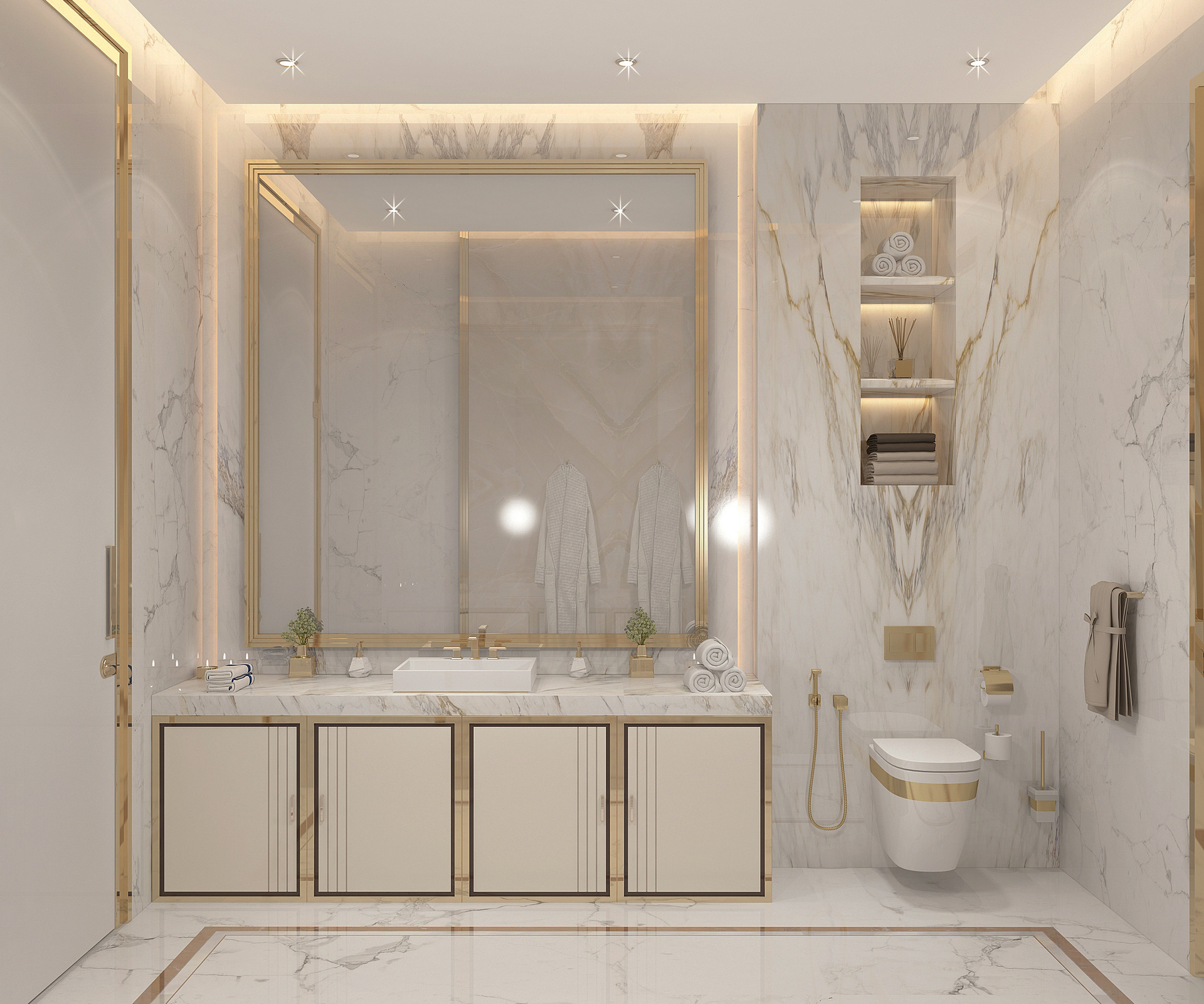 تصميم داخلي أنيق لحمام عام