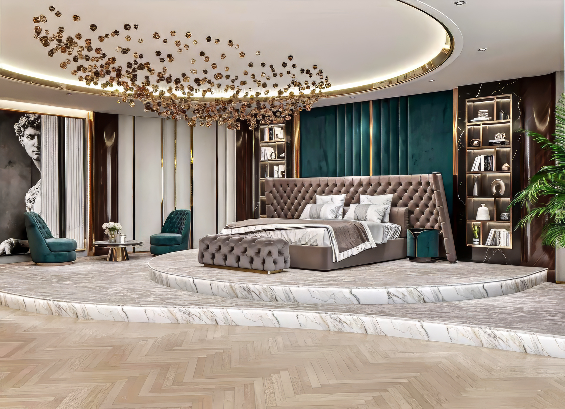 أفكار تصميم غرفة نوم الزمرد