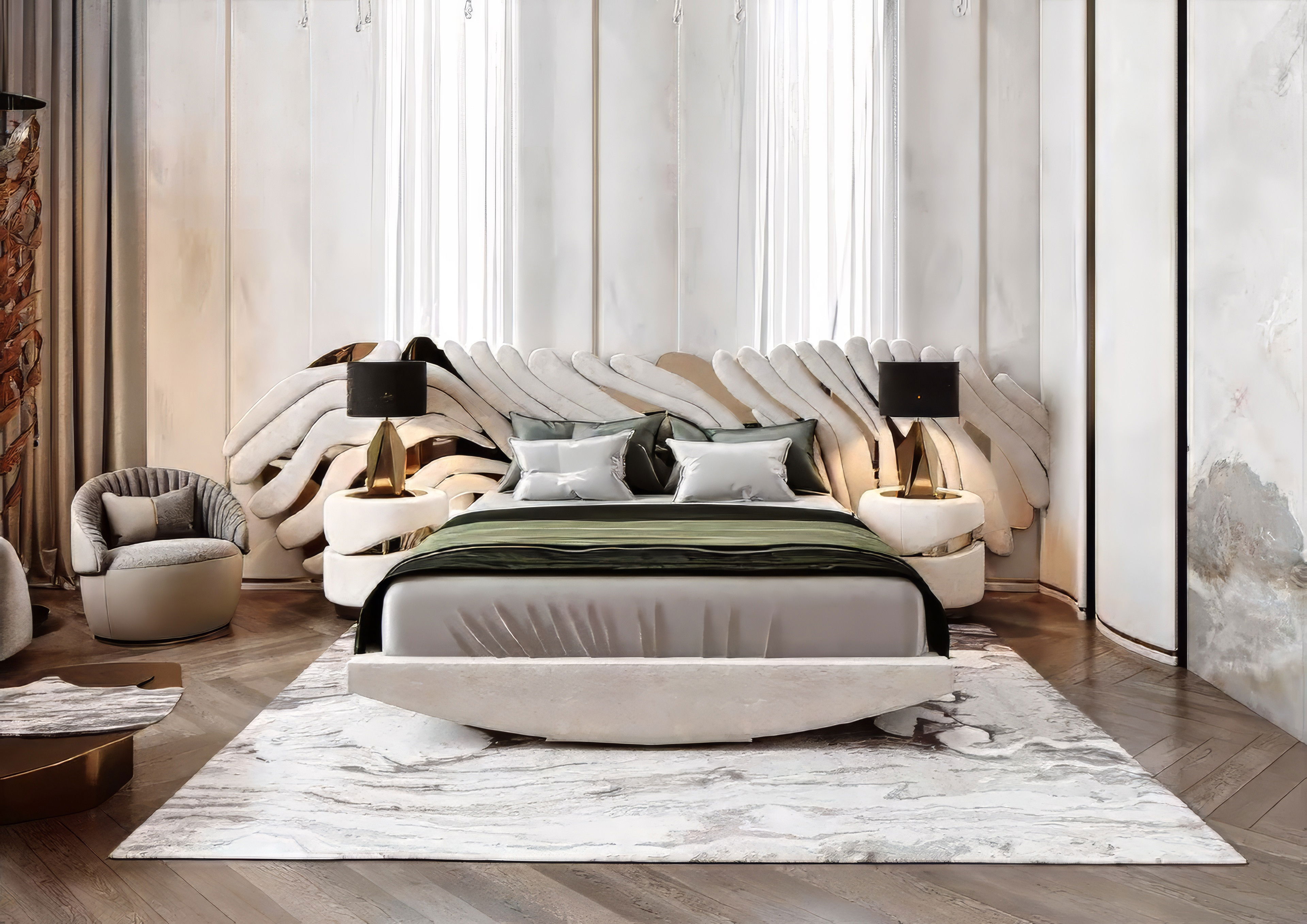 Relaxing tender bedroom interior