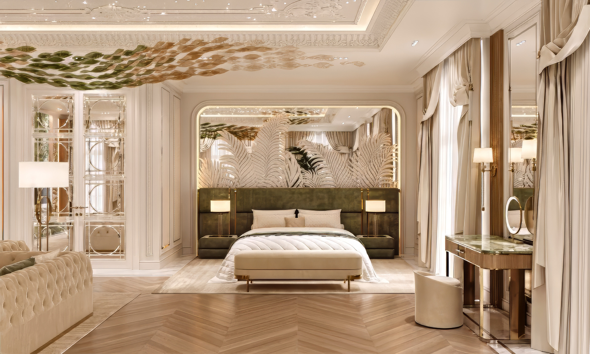 فكرة تصميم غرفة النوم التقليدية