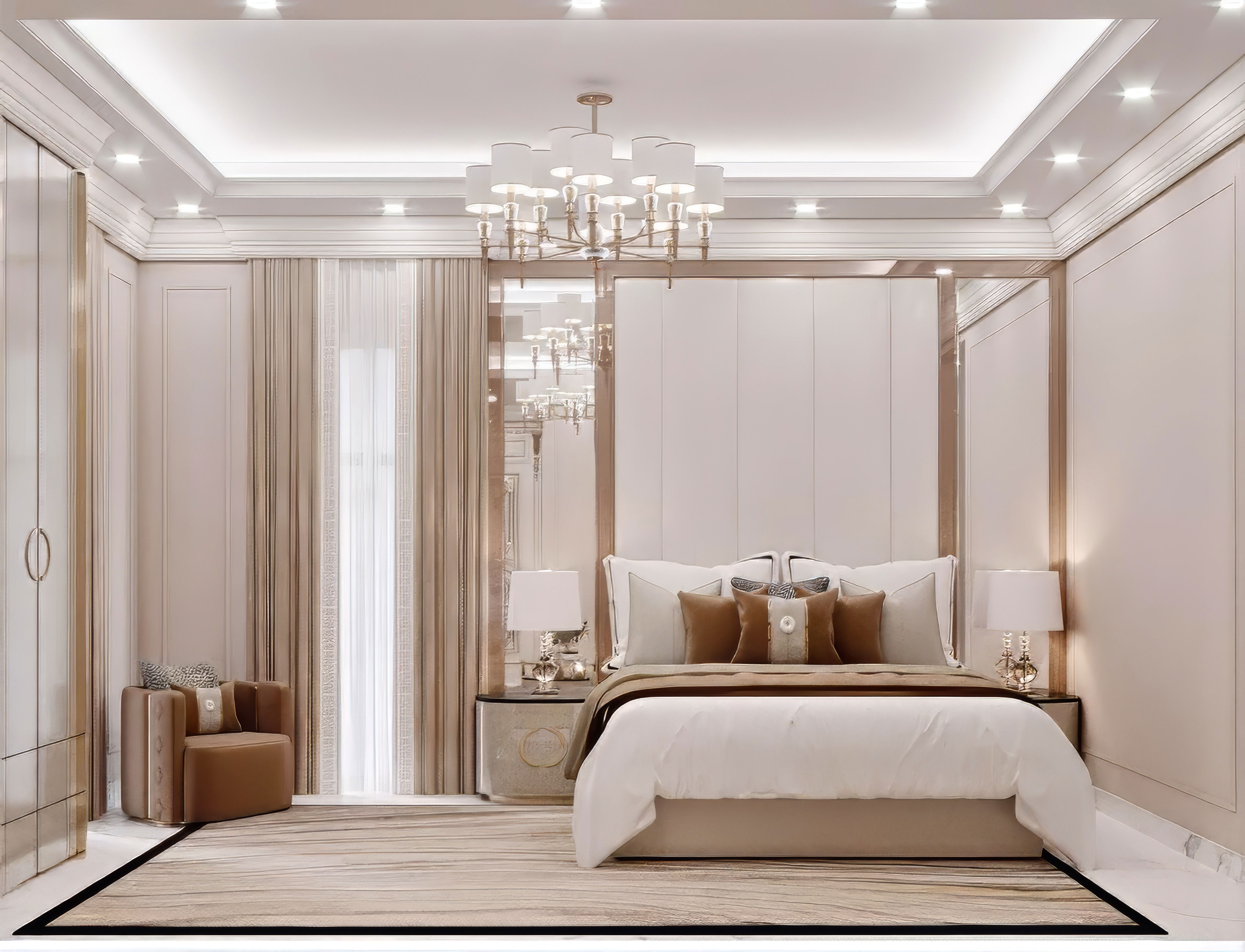 Delicate bedroom with amazing joinery works