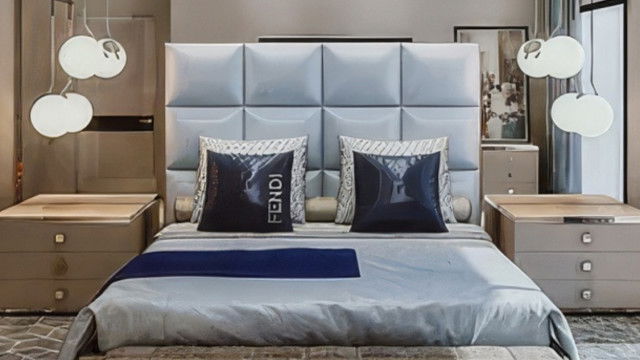 Идеи роскошного интерьера спальни в голубой палитре