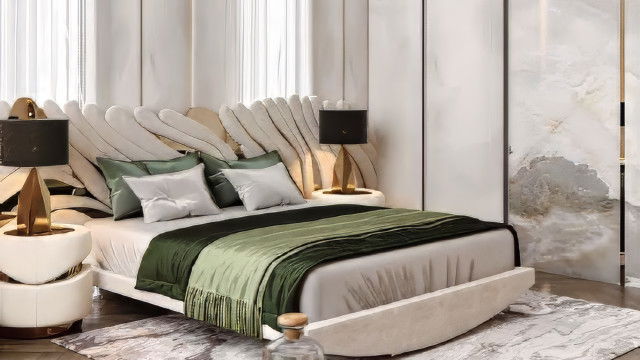 Спальня с детской зоной: нежный роскошный интерьер