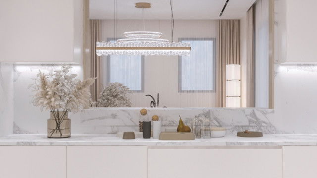 Престижный интерьер кухни в Дубае