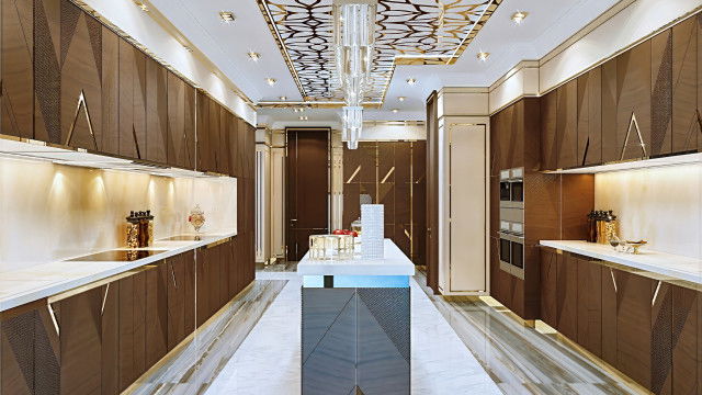Дизайн кухни в стиле арт-деко в апартаментах Дубая