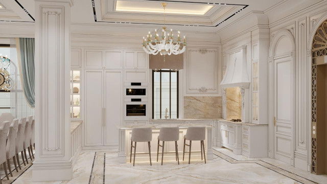 Kitchen with Family Dining Room Setup