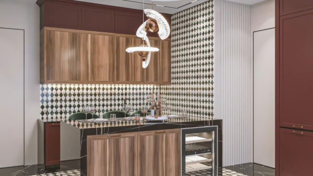 Роскошный дизайн кухни проекта в Казахстане