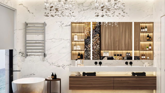 Элегантный классический интерьер ванной комнаты