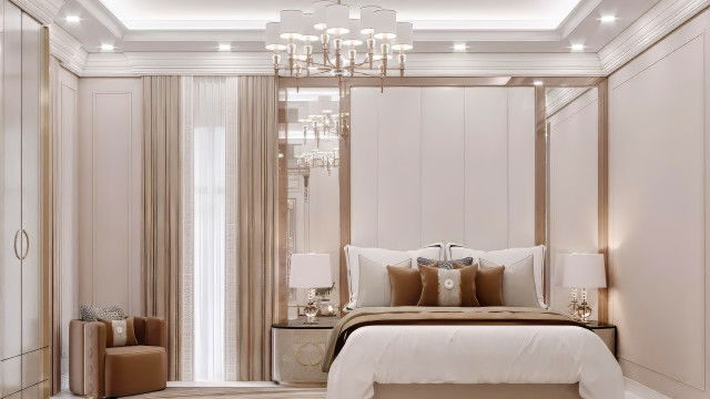 Delicate bedroom with amazing joinery works